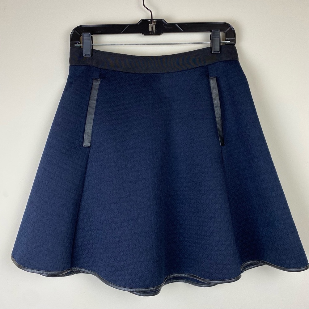 Madewell Quilted Circle Skirt Faux Leather Trim Size 4